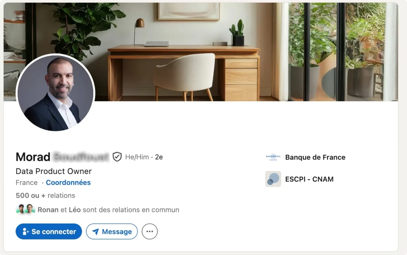 LinkedIn profile of Morad, Data Product Owner